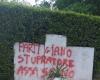 Defaced gravestone in Rome. Fascist greetings to Varese