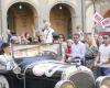 Mille Miglia emotion. Party in the center with historic cars. And the race is green