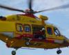 young man injured in the abdomen with a carpenter’s pencil, the air ambulance arrives