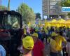 PHOTO-Farmers in the square in Cosenza with tractors to say enough to wild boars